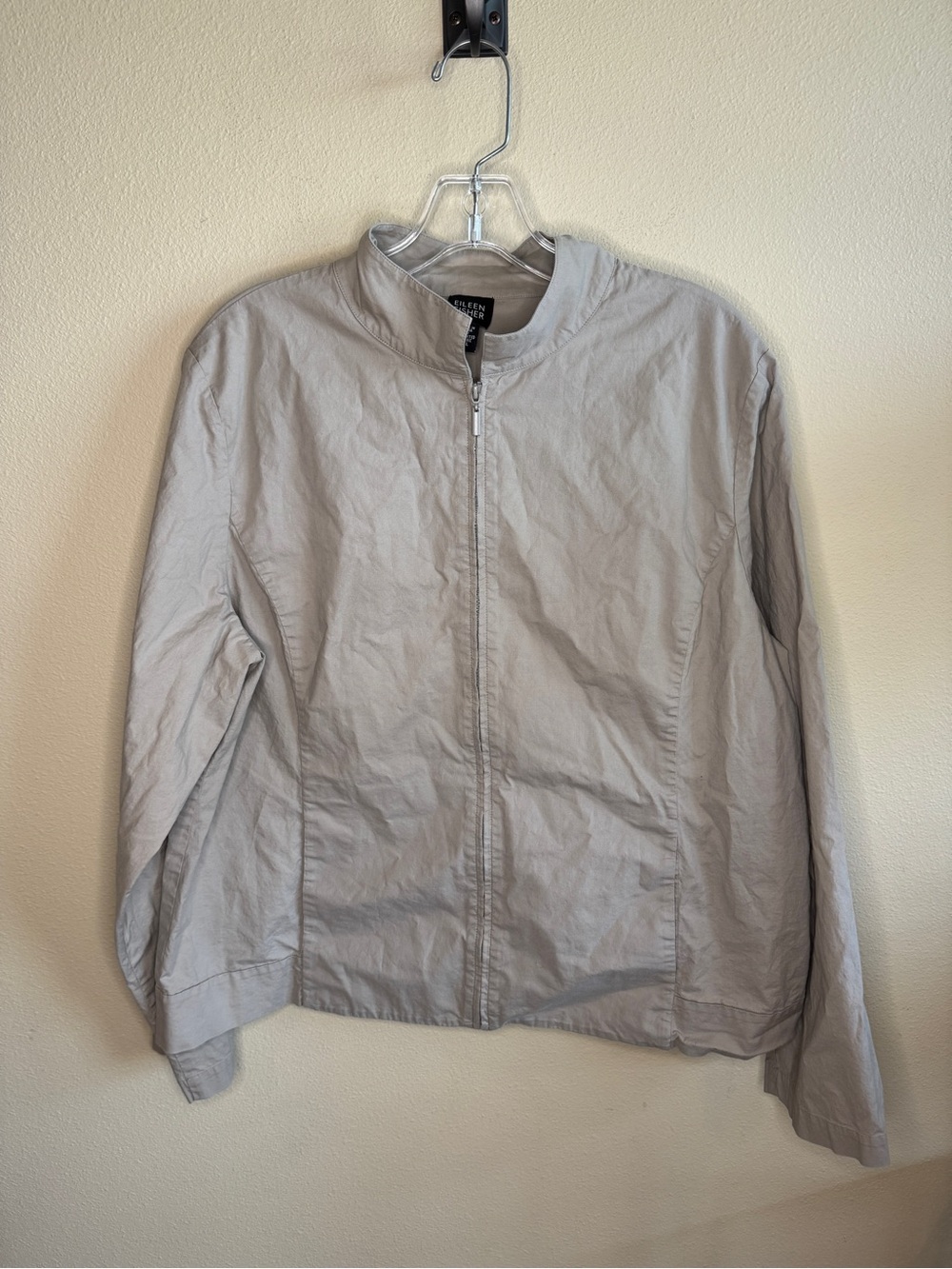 Eileen Fisher simple khaki coat full zip.  Size XL.